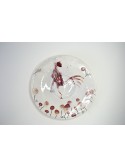Farfurie de cafea din porțelan cu cocoș și maci
