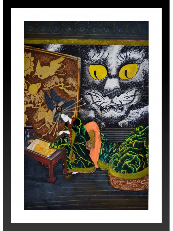 Japoneză cu pisică